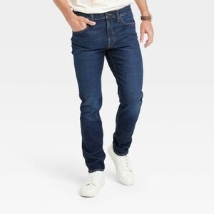 Men's Skinny Jeans Dark Wash Stretchy Slim Fit Total Flex Cotton Size 30x32